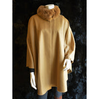 Cape w Fur Collar Camel