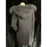 Duffle Coat with Fur Trim Charcoal